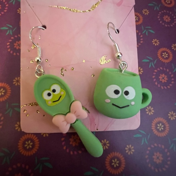 Keroppi spoon& mug earrings - Picture 2 of 4
